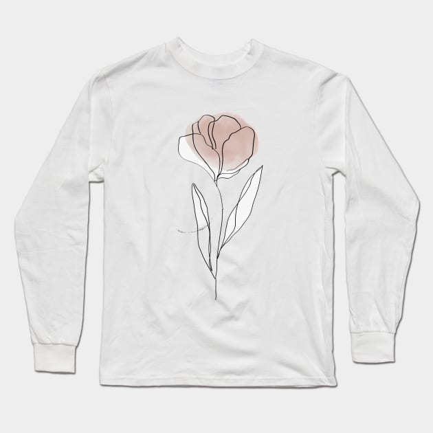 One Line Flower Botanical  Abstract Long Sleeve T-Shirt by My_Store